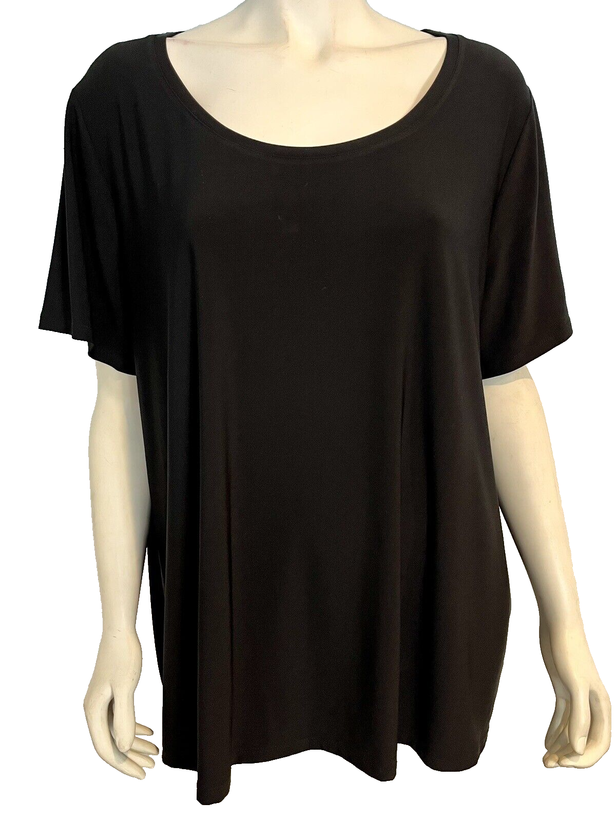 Susan Graver Black Knit Short Sleeve Scoop Neck T Shirt Size 2X - $23.74