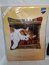 Vervaco Stamped Cross Stitch Kit cushion Cat sleeping on bookshelf, DIY - £27.72 GBP