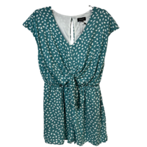 Gigio Womens Romper Teal Speckled Cap Sleeve V Neck Cinched Waist Tie S New - £20.55 GBP