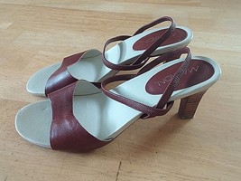 MARKON &quot;TAMMIE&quot; LADIES BROWN STRAPPY HEELS-8.5M-BARELY WORN-OPEN TOE/HEE... - £5.34 GBP