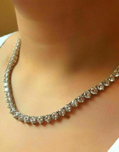 20Ct Round Lab Created Diamond 3 Prong Tennis Necklace 18&quot; 14k White Gold Plated - £149.93 GBP