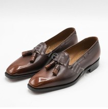 Handmade Leather Brown Patina Tassels Loafers Leather Dress For Men Shoes - £127.97 GBP+
