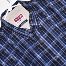 Men's Wrangler Long Sleeve Shirt Size L - Large - Blue & White Check / Plaid Vgc - $15.83