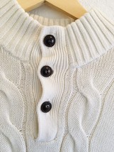 Chaps Sweater Pullover Men&#39;s Large Mock Neck Button Cable Knit Thick Off... - $38.00