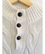 Chaps Sweater Pullover Men&#39;s Large Mock Neck Button Cable Knit Thick Off... - $53.30 CAD