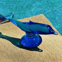 Cobalt Blue Hand Crafted Art Glass Dolphin Signed by Artist RON RAY 1995 6 Inch - £7.57 GBP