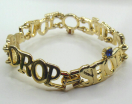 Vintage Signed AJC Gold-tone &quot;Shop Till You Drop&quot; Bracelet 7.5&quot; - £15.06 GBP