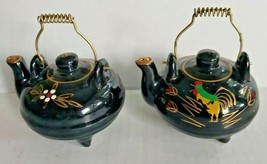 Rare 1960&#39;s Rooster Tea Pot Kettle Salt Pepper Hand Painted Japan NOS U106 - £13.58 GBP
