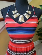 Felicity &amp; Coco Women Sz S Dress Maxi Knit Stretch Striped Red Blue - £25.21 GBP