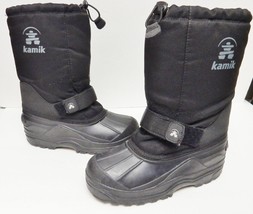 KAMIK Snow Boots Rain Waterproof Winter Removable Liners BLACK Youth Size 4 - £22.65 GBP