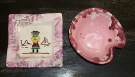 Vtg Maschans California Pottery Pink Purple Drip Glaze Rare! Nai Indian Kachina - £28.96 GBP