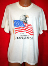 Vintage 9/11/01 GOD BLESS AMERICA Bald Eagle &amp; US Flag T-SHIRT L Y2K Pat... - $24.74