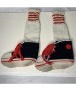 lot of 2 Vintage Crochet Christmas Stocking CONVERSE STYLE HIGH TOP SHOE... - $18.69