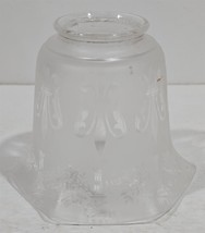 Vintage Frosted &amp; Clear Floral Art Glass Table Sconce Lamp Light Shade Part - $18.81