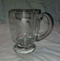 Vintage 1980s Mobil Oil Etched Pegasus Footed Heavy Glass Beer Mug - $18.97