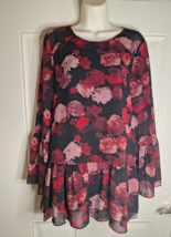BCBGeneration Long Sleeve Floral Lined Ruffle Tunic Top Blouse Size XSmall - £16.65 GBP