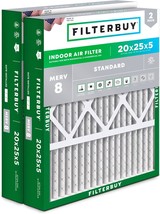 Filterbuy 20X25X5 Air Filter Merv 8, Actual Size: 19.88 X 24.75 X 4.38 I... - $69.31