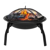 22&quot; Folding Wooden Burning Fire Pit Backyard Garden Decor Firepit Heater Bowl - £62.63 GBP