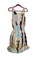 Johnny Was Small Dress 100% Silk Floral Sleeveless Drawstring Waist Ruffled Hem - £47.44 GBP