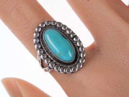 sz7.5 c1940&#39;s-50&#39;s Native American sterling/turquoise ring - £75.19 GBP