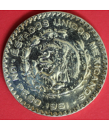 1961 Mexico Un 1 Peso .10 Silver Coin Morelos Estados Unidos Mexicanos G... - $19.52 CAD
