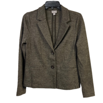 J.jill Womens Blazer Jacket Brown Waist Length Buttons Pockets Collar Petites SP - £29.87 GBP