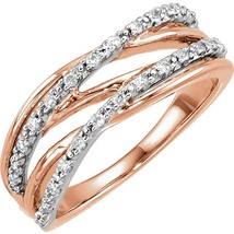 Authenticity Guarantee 
14k Two Tone Gold Diamond Criss Cross Wedding Ring - £986.44 GBP+