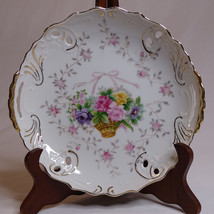 Vintage Bristol Garden Plate By L &amp; M Flowers &amp; Gold Trim Rare Colorful ... - $5.00