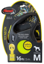 Flexi New Neon Retractable Dog Leash Tape 16 ft Medium Size Dogs 55 lbs New - £8.50 GBP