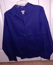 CHICO&#39;S Sz.2 (Large) Wrinkle Resistant  Button Front Boxy Shirt Purple - £13.31 GBP