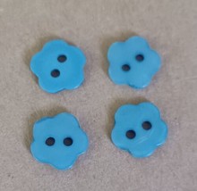 Vintage Novelty Plastic Blue Flower 4 Count Button Set With Shanks Craft... - $6.43