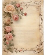 50 Stationery Vintage Antique Roses Design Writing Papers 8.5 x 11 inch - £12.53 GBP