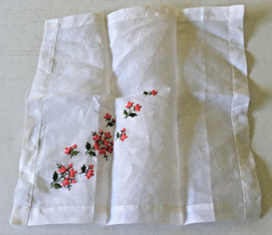 Ladies vintage white with embroidered flower pattern handkerchief pocket square - £15.88 GBP