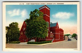 First Presbyterian Church Building Johnson City Tennessee Postcard Linen Unused - £5.97 GBP
