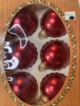 Vintage Christmas by Krebs Imperial Scarlet Red Crown Glass Ornaments Set of 6 - £7.97 GBP