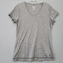 Mountain Hard Wear Women T-Shirt Size M Gray Solid V-Neck Plain Workwear Casual - £7.32 GBP