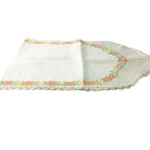 Table Runner Dresser Scarf Pastel Flowers Vintage Embroidered Floral 16&quot; x 50&quot;  - £33.78 GBP