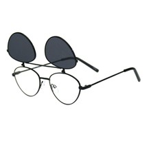 Flip Up Sunglasses Clear Glasses Under Rounded Triangular Metal Frame - £10.19 GBP