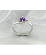 Amethyst Round Stone Solitaire Women Ring, 925 Sterling Silver Handmade ... - $53.00