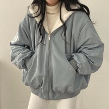 Casual Solid Warm Chic Hooded Coats Women Korean Harajuku Reversible Lambs Parka - £60.60 GBP