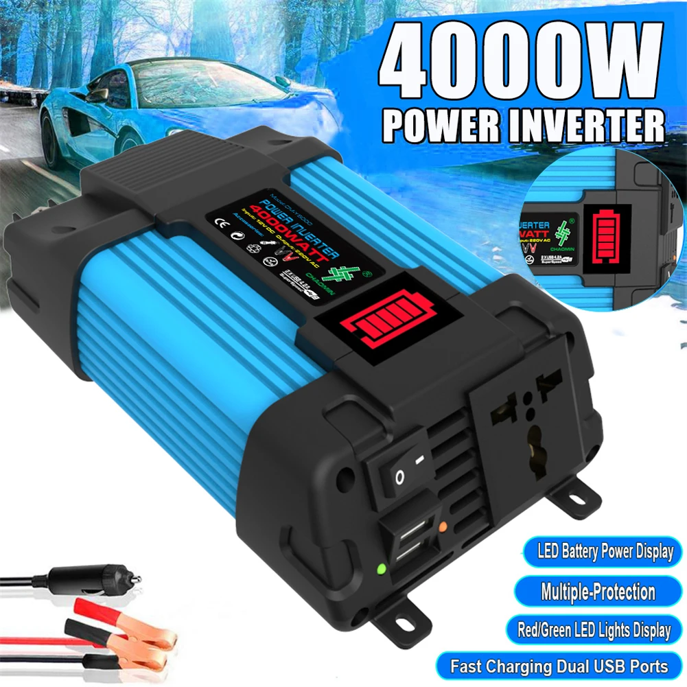 300W Car Power Inverter DC 12V To AC 110/220V Pure Sine Wave 2 USB Fast Charging - £44.52 GBP