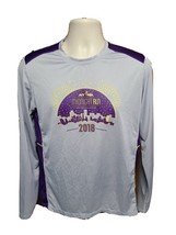 2018 NYRR Midnight Run Mens Medium Gray &amp; Purple Jersey - £13.95 GBP