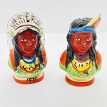 Vintage Native American in Headdress Salt and Pepper Shakers, Japan Hand... - £10.16 GBP