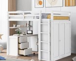 Loft Bed Full Size With Desk And Wardrobe, Storage Design With Drawers &amp;... - $1,451.99