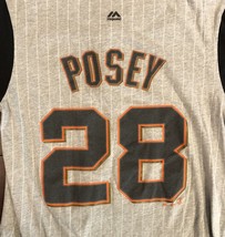 Buster Posey San Francisco Giants Majestic From the Stretch Pinstripe T-Shirt L - £10.59 GBP