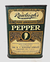 Rawleigh's Pure Granulated Pepper Spice Tin  Freeport Ill  8 Oz - $14.36