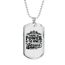 Name Of Jesus Black Christian Necklace Stainless Steel or 18k Gold Dog Tag 24"  - £37.84 GBP+