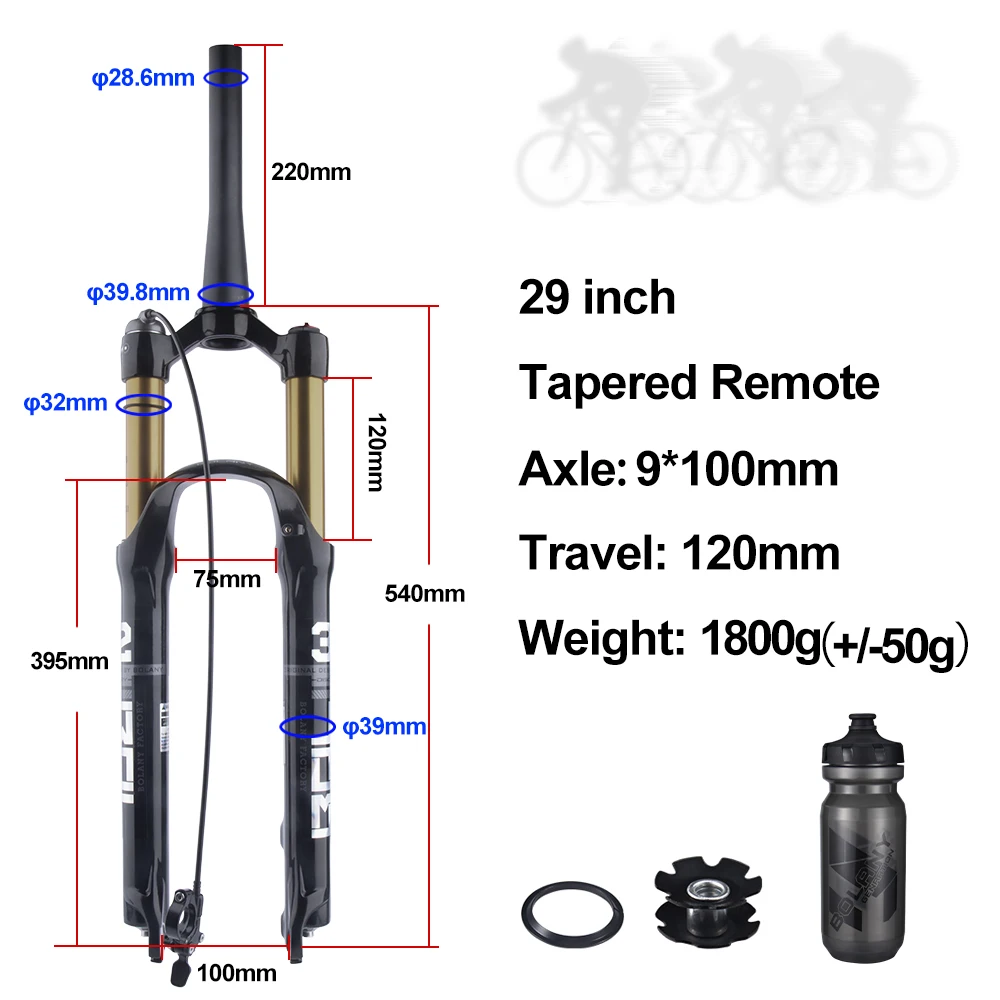 Bolany MTB Bicycle Fork Supension Air 26/27.5/ 29er Inch Mountain Bike 32RL100mm - $224.11