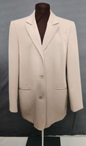 HW New York Women’s Jacket 10 Tan Button Front Blazer Lined Viscose Blen... - $39.95