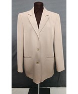 HW New York Women’s Jacket 10 Tan Button Front Blazer Lined Viscose Blen... - £31.23 GBP